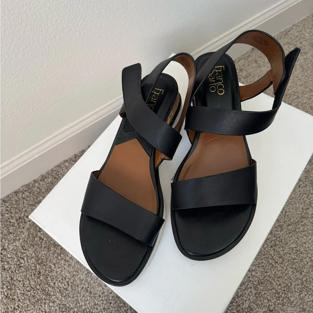 Franco Sarto Chiara Platform Black and white Sandals Size 9 - Picture 2 of 9